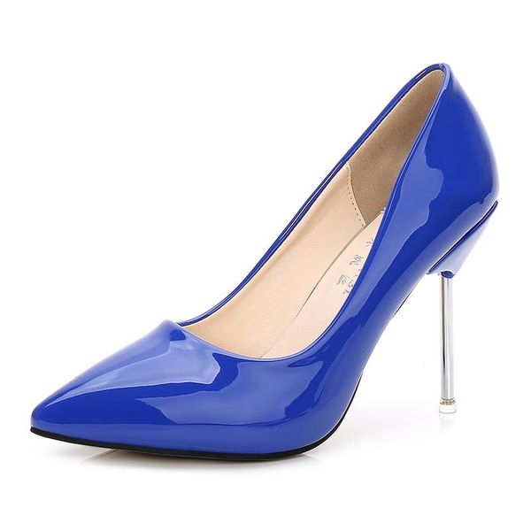 

brand fashion women shoes sliver patent leather woman stilettos high heels 10cm pointed toe pumps da0049 dress, Black