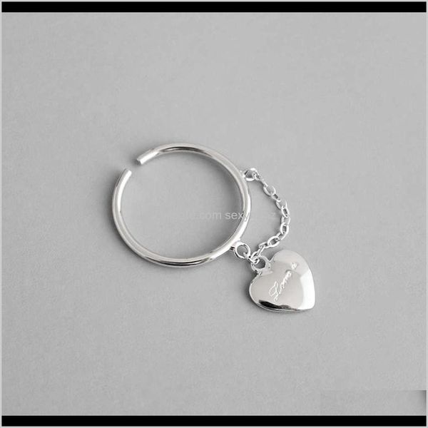

cluster rings jewelry drop delivery 2021 hjz224 korean personalized design heart chain pure opening ring s925 sier hand ornament t9wah, Golden;silver