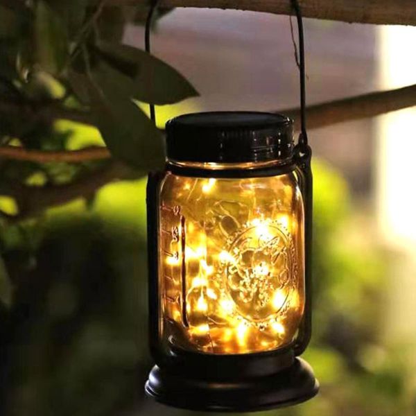 

strings led solar mason jar lights retro lantern hanging string garden decoration fairy outdoor wedding decor