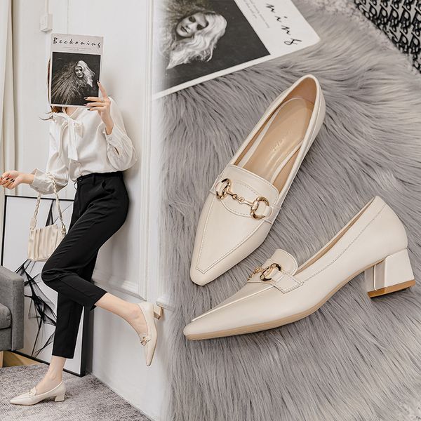 

sho 2021 single sho pointed thick heels women's mary jane fashion high