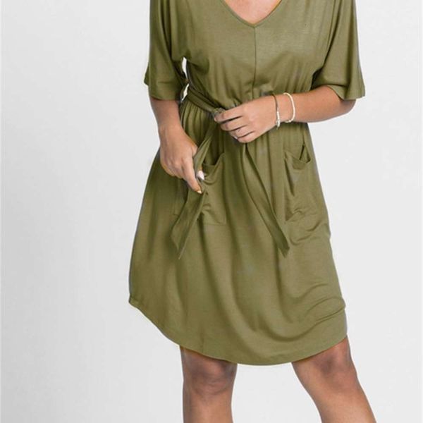 

casual dresses women's solid elastic waistband oversize pocket drs, Black;gray