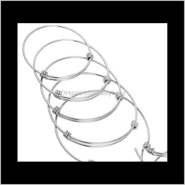 

bracelets drop delivery 2021 selling stainless steel jewelry accessories expandable wire bangle bracelet 50mm,55mm,60mm,65mm,70mm 50pcs/lot, Black