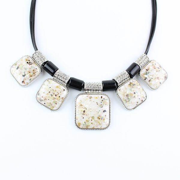 

dehe diamond pendant necklace accessories for women, Black