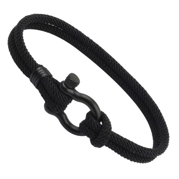 

pure hand knitting cord link fashion simple bow shackle bracelet milan line, Black