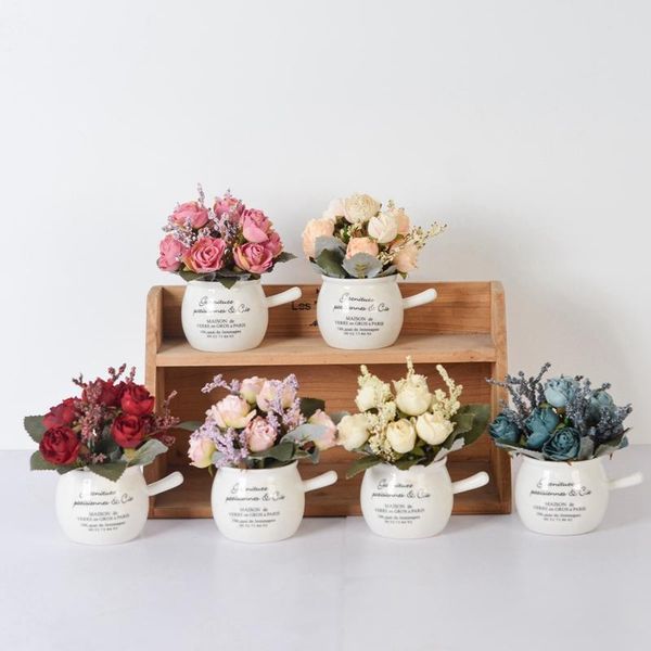 

decorative flowers & wreaths artificial flower rose fake plant mini bonsai for wedding decoration home living room tv cabinet office origina