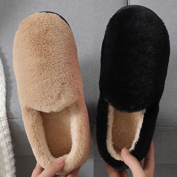 

slippers 2021 winter women warm korean fashion trend women's shoes short velvet peas size 35-40, Black