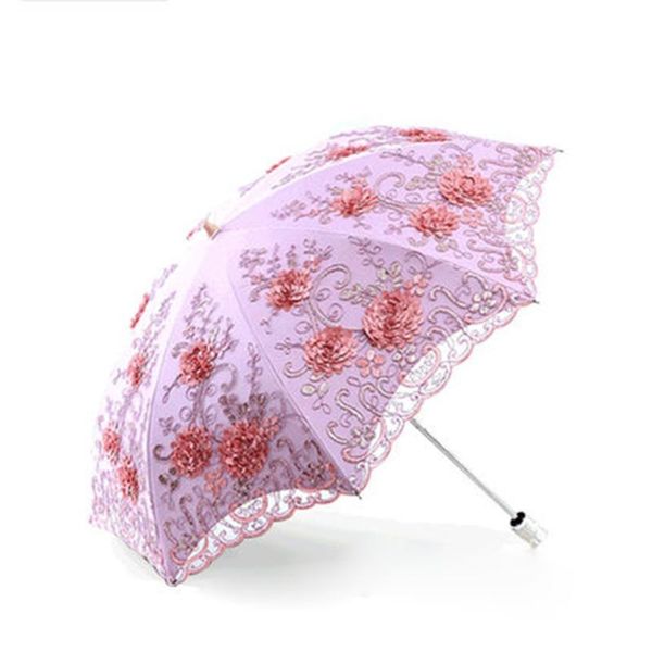 

umbrellas creative sunny lace folding umbrella windproof ladies sun clear rain women travel pocket parasol gift