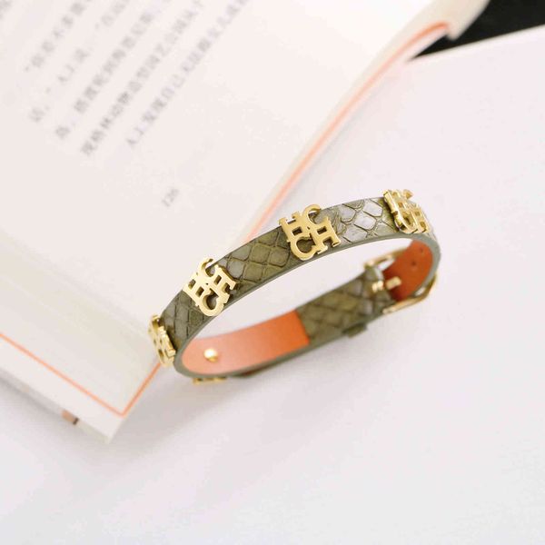

design jewelry decoration belt buckle checkered printed leather bracelet titanium steel letter pattern accessories bracelet fashion, Black