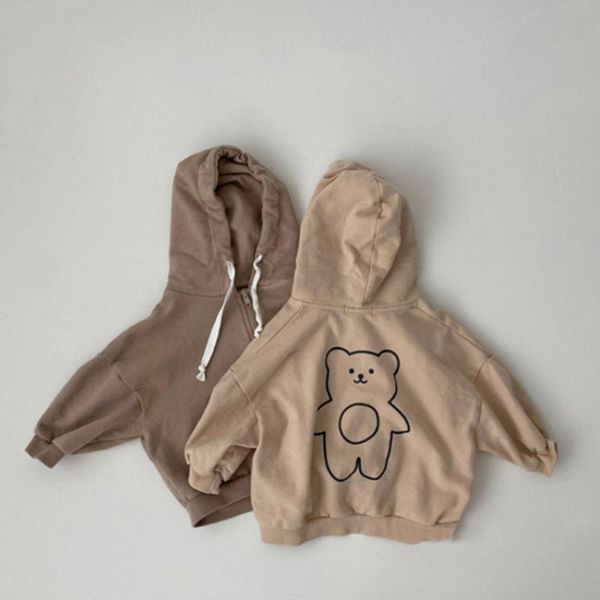 

jackets kids for girls children clothes hooded coat autumn and winter 2021 fashion boy cardigan cartoon bear, Blue;gray