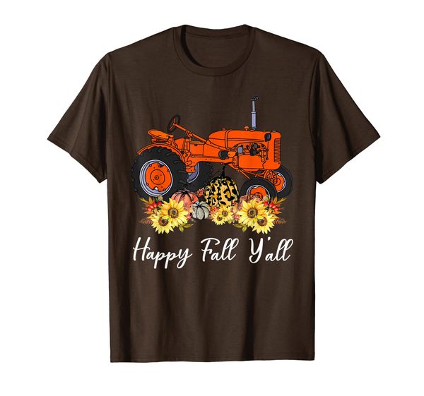 

happy fall y'all tractor sunflower pumpkins farmer gifts t-shirt, White;black