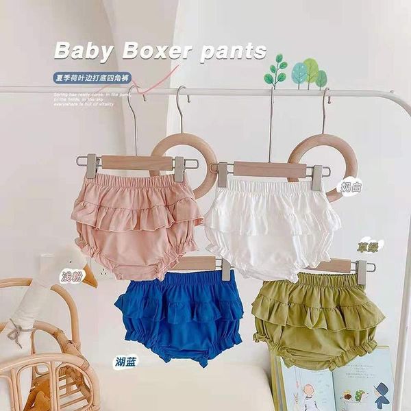 

born girls shorts baby clothes bloomers pants toddler summer fashion ruffled triangle leggings solid color soft cotton, Black