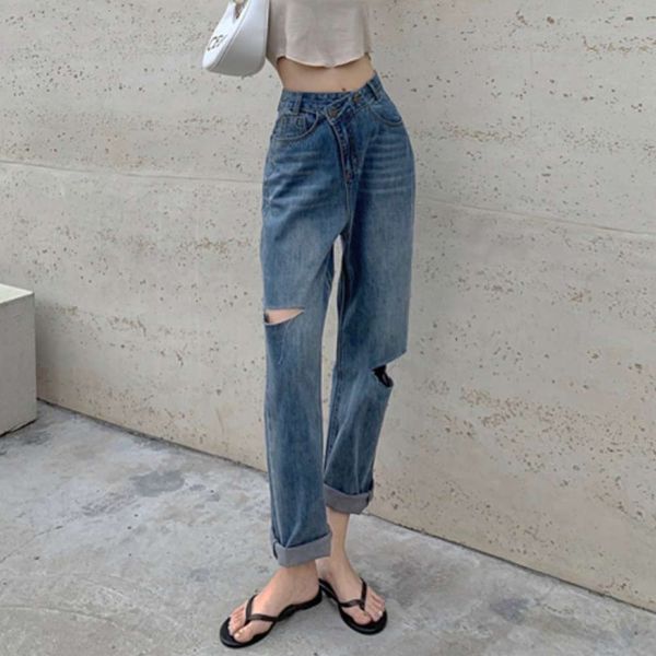 

women's spring and summer pants loose fashion wide legs thin, Blue