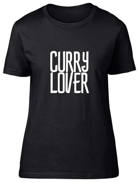 

Curry Lover Ladies Womens Fitted T-Shirt, White;black