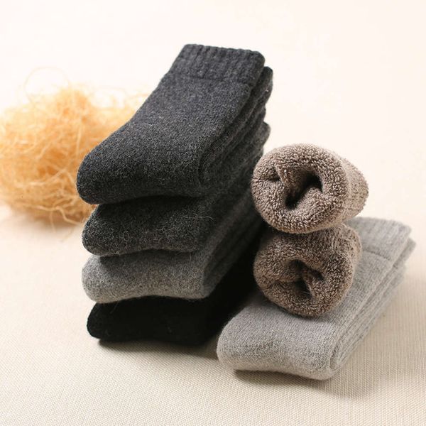 

wool socks men's winter thick terry warm casual color cashmere cotton batch, Black