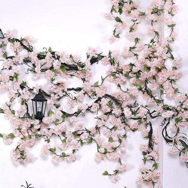 

decorative flowers & wreaths 170cm artificial cherry blossom branches silk vertical wall vines romantic for wedding room decor rattan hangin