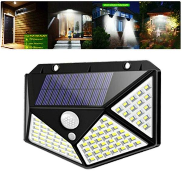 

solar lamps 100 led waterproof power pir motion sensor wall light outdoor garden lamp