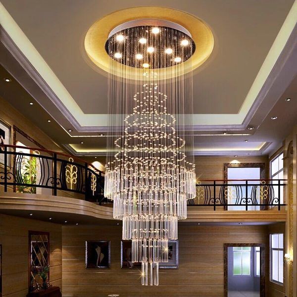 

chandeliers round crystal chandelier large lobby lamp led indoor lighting fixture for living room staircase cristal lustre luxury home decor