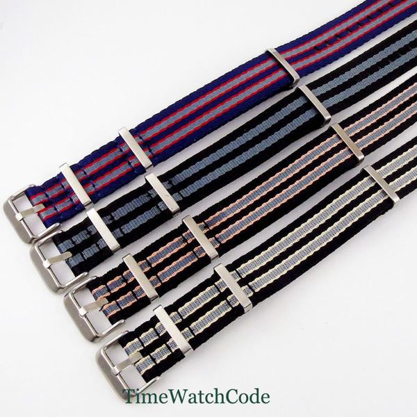 

watch bands 20mm watchband nylon strap military buckle, Black;brown