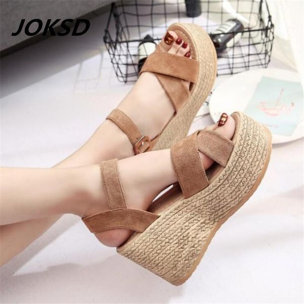 

summer buckle women's sandals velvet flock fish mouth fashion high heel platform open toes women shoes xs61, Black