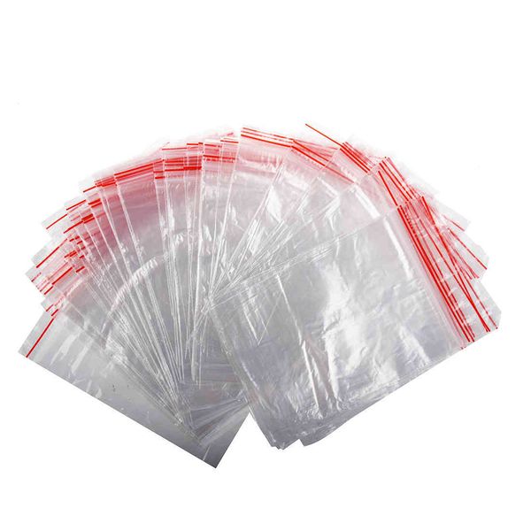 

press zip self clear seal grip lock plastic bags with red side