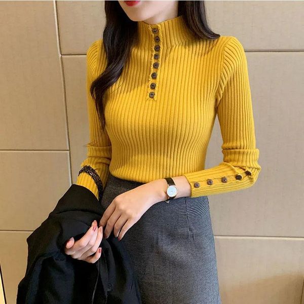 

women's sweaters spring, autumn and winter temperament sweater korean version of the wild pullover half-high collar long, White;black