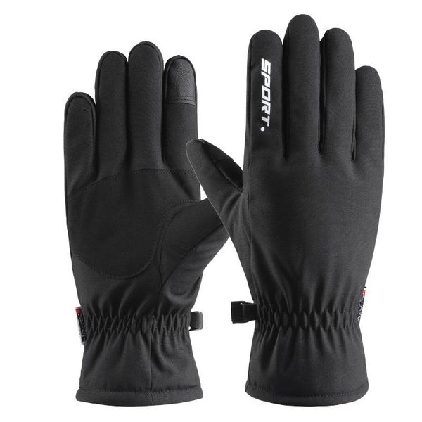 

cycling gloves men winter plus plush outdoor sport fitness non slip glove thick warm touch screen windproof waterproof ski mitten f3, Black