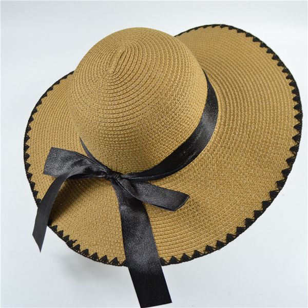 

weaving wave edge straw bow beach seaside holiday p sun hat children, Blue;gray