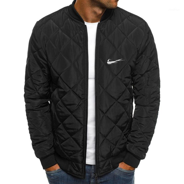 

men's jackets 2021 winter jacket fashion stand-up collar parker zipper padded, Black;brown