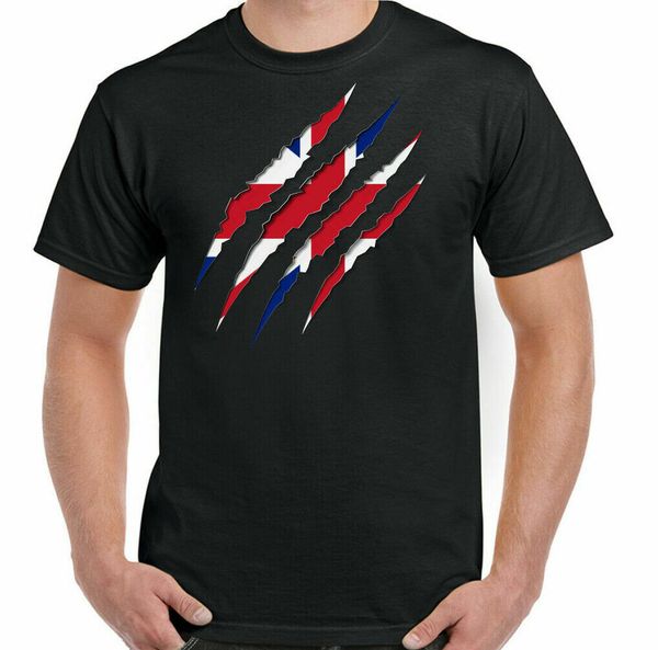 

union jack t-shirt ripped claw flag mens british team gb uk st georges day top, White;black