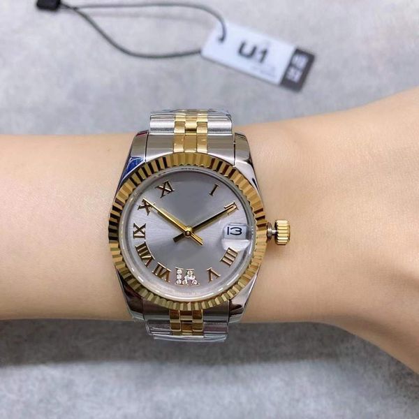 

st9 steel 2023 two tone purple sheel diamond dial 31mm automatic mechianical ladies wristwatches jubilee strap sapphire movement womens watc, Slivery;brown