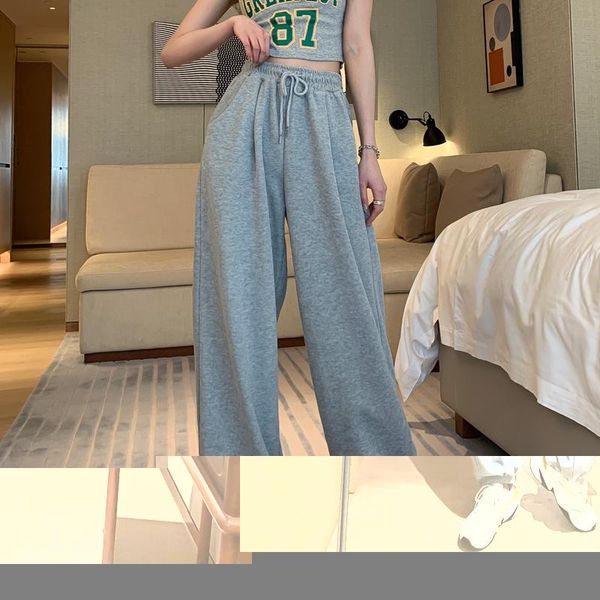 

women's pants & capris goohojio 2021 autumn loose chic sweatpants for women solid color oversized high waist casual long, Black;white