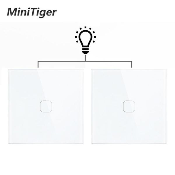 

smart home control minitiger eu standard luxury glass crystal panel 1 gang 2 way light wall touch switch waterproof and fireproof 2pcs/pack