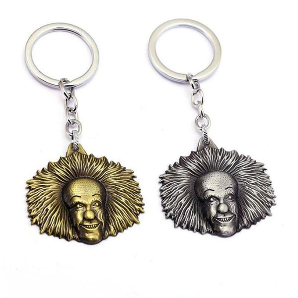 

keychains 10pcs/lot movie stephen king's it keychain clown key ring holder car chain for men christmas gift jewelry llaveros, Silver
