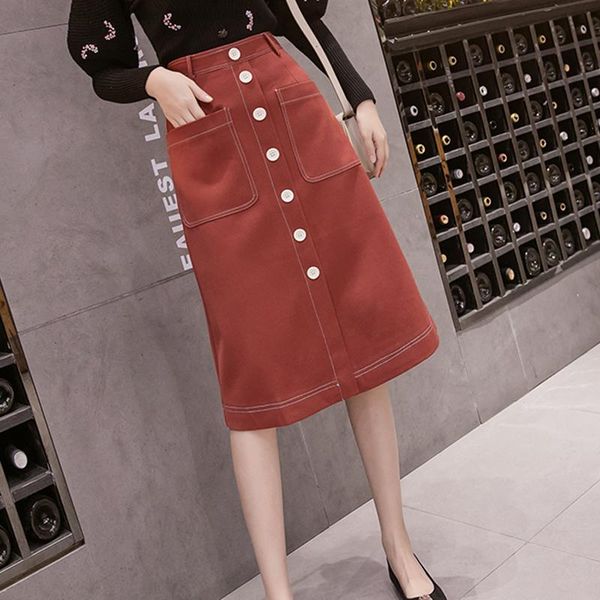 

skirts crotch-covering skirt slimming one-step half-length female autumn and winter mid-length high waist a-line short, Black