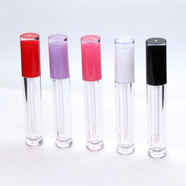 

storage bottles & jars empty 5ml lipgloss tubes round pink purple red white clear cosmetic lip gloss containers makeup wand 50pcs/lot