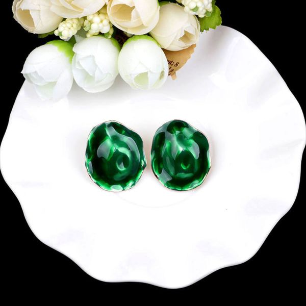 

green crystal earrings transparent irregular fashion temperament personalized simple