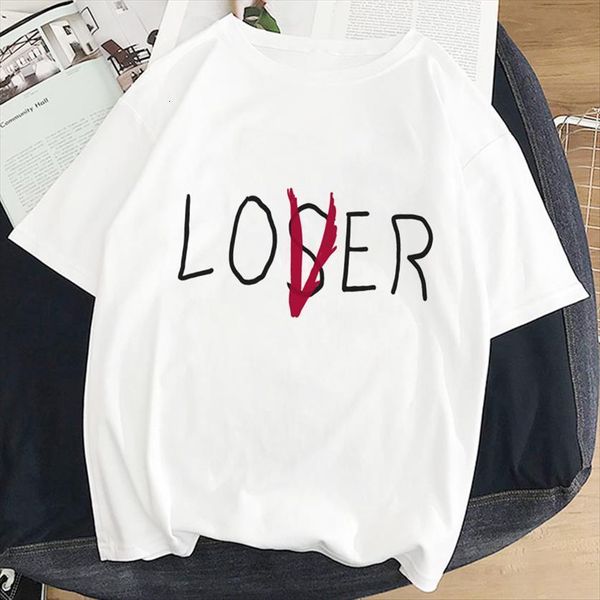 

movie it losers club women men summer harajuku casual cotton short sleeve loser lover inspired, White