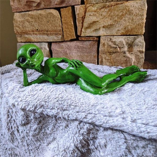 

novelty items alien garden resin statue meditating art sculpture ornament indoor outdoor decoration extraterrestrial decor