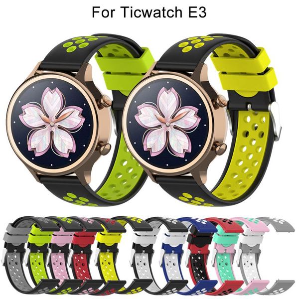 

watch bands sport wrist straps for ticwatch e3 2 c2 wristband smart bracelet replacement colorful soft silicone breathable, Black;brown