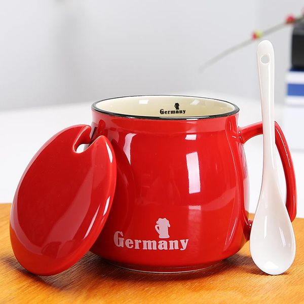 

mugs ceramic cup mug with cover spoon creative couple breakfast milk household custom coffee female water