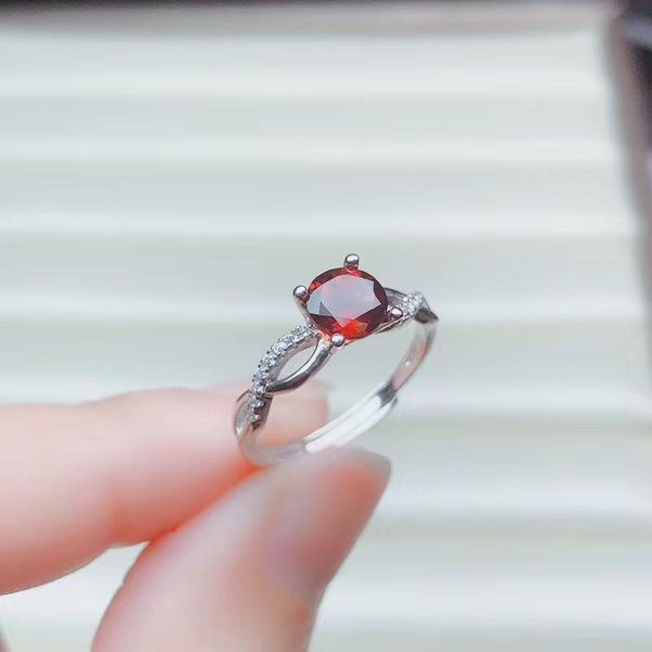 

cluster rings biggest sale style engagement ring red garnet for women jewelry real 925 silverdate gift natural gem jan. aquarius, Golden;silver