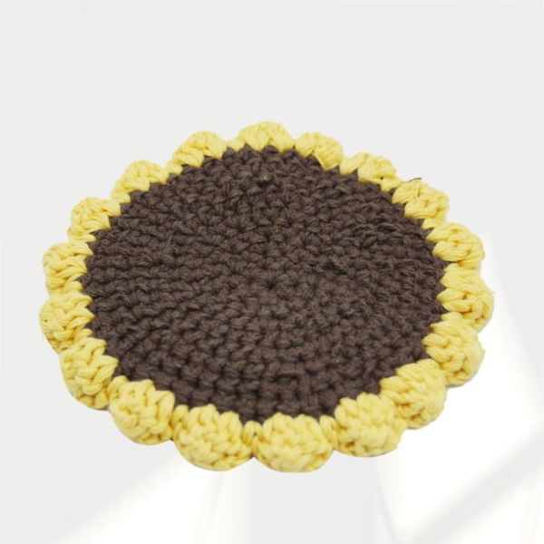 

mats & pads weaving decorative coasters for cups sunflower pattern tea cup mat natural cotton creative mug pad heat insulation coas