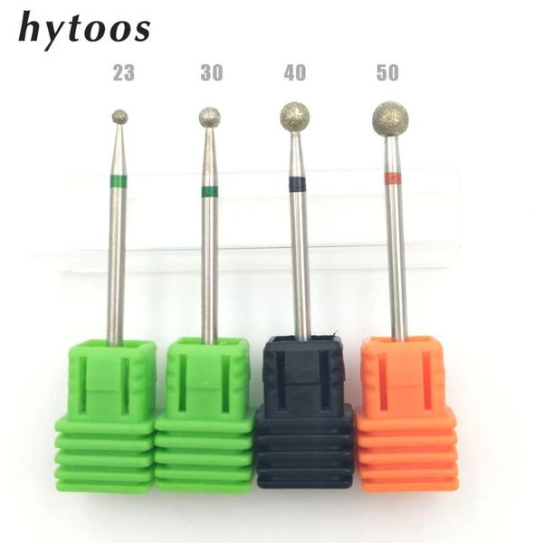 

nail art equipment hytoos 4pcs/set ball diamond drill bit cuticle clean bits for manicure rotary burr accessories beauty tool mills, Silver
