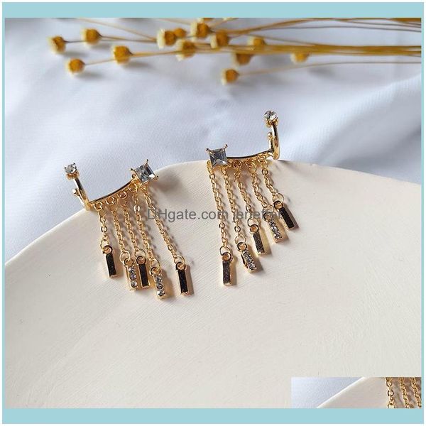 

charm jewelryfactoryqstn2021 zircon tassel in fashion personality cool wind earbone clip net red temperament earrings girl drop delivery 202, Golden