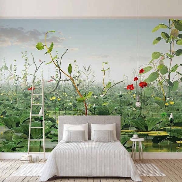 

wallpapers custom po wallpaper chinese style 3d lotus pond landscape mural living room dining background wall decor papel de parede