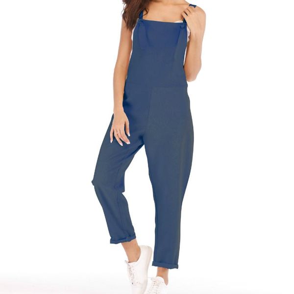 

women's jumpsuits & rompers women summer fashion sleeveless overalls casual streetwear slim solid pocketed long playsuits 2021, Black;white