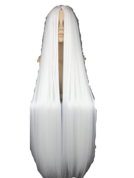 

costume accessories fei-show white wig 100cm/40 inches synthetic heat resistant fiber long halloween costume cos-play carnival straight salo, Silver