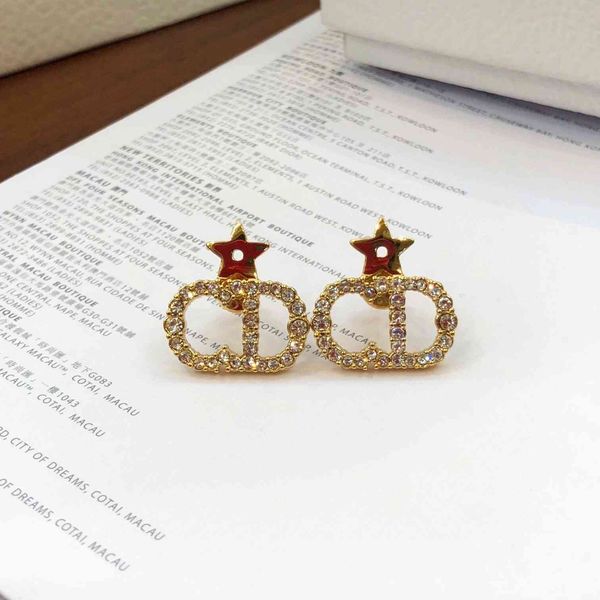 

70% off outlet online new net red letter star full diamond small fragrant earrings, Golden