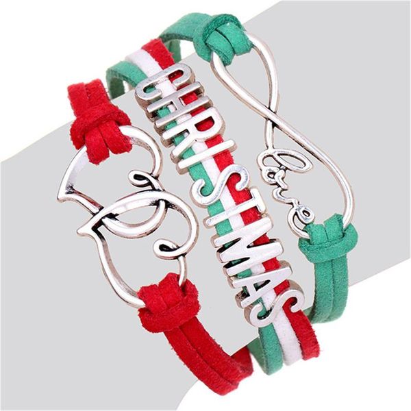 

christmas bracelet merry letter multi-layer woven bracelets link chain year gift women jewelry charm, Golden;silver