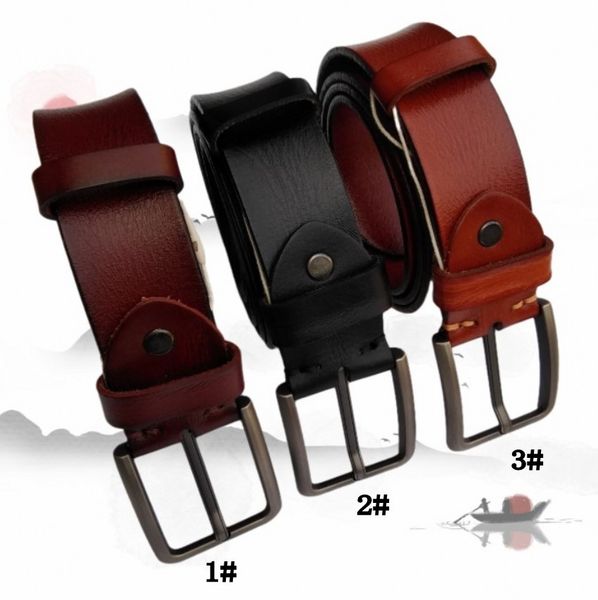 

simple and fashionable alloy buckle width 3.8cm 3-color men's leather belt, Black;brown